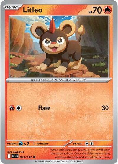 Litleo - 023 (ME01: Mega Evolution) Near Mint Reverse Holofoil - Nick Nack's Full Frontal Attack