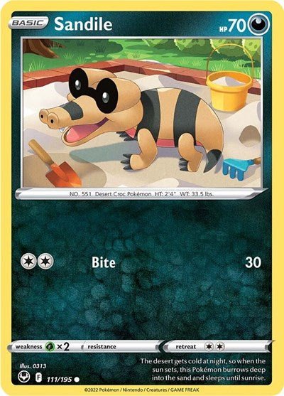 Sandile (SWSH12: Silver Tempest) Near Mint - Nick Nack's Full Frontal Attack