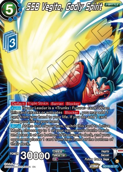 SSB Vegito, Godly Spirit (Silver Foil) (Dawn of the Z-Legends) Near Mint Foil