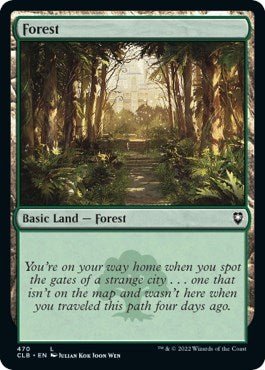 Forest (470) (Commander Legends: Battle for Baldur's Gate) Near Mint Foil - Nick Nack's Full Frontal Attack