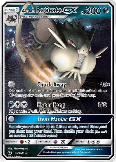 Alolan Raticate GX (SM - Celestial Storm) Near Mint Holofoil - Nick Nack's Full Frontal Attack