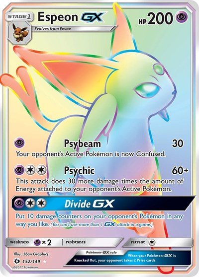 Espeon GX (Secret) (SM Base Set) Near Mint Holofoil - Nick Nack's Full Frontal Attack
