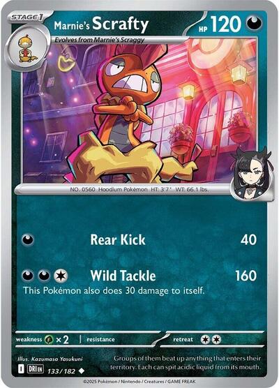 Marnie's Scrafty (SV10: Destined Rivals) Near Mint - Nick Nack's Full Frontal Attack