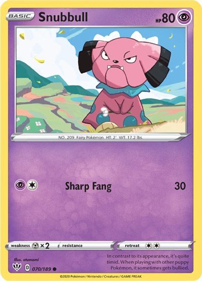 Snubbull (SWSH03: Darkness Ablaze) Light Play - Nick Nack's Full Frontal Attack