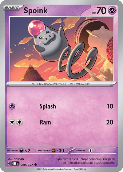 Spoink (Scarlet and Violet: Obsidian Flames) Near Mint
