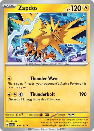 Zapdos (SV06: Twilight Masquerade) Near Mint Holofoil - Nick Nack's Full Frontal Attack