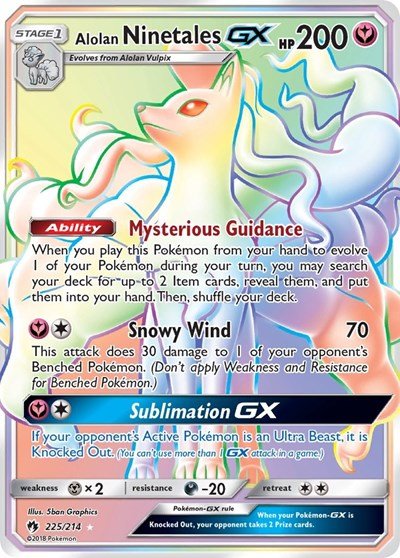 Alolan Ninetales GX (Secret) (SM - Lost Thunder) Near Mint Holofoil - Nick Nack's Full Frontal Attack