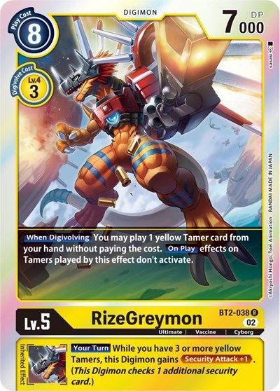 RizeGreymon BT2 - 038 (Resurgence Booster Reprint) (Resurgence Booster) Near Mint Foil - Nick Nack's Full Frontal Attack