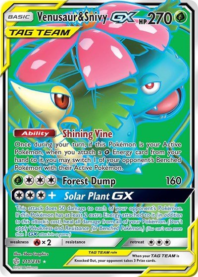 Venusaur & Snivy GX (Full Art) (SM - Cosmic Eclipse) Near Mint Holofoil - Nick Nack's Full Frontal Attack