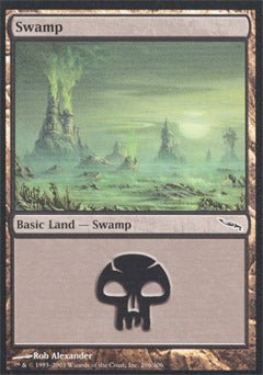 Swamp (296) (Mirrodin) Medium Play Foil - Nick Nack's Full Frontal Attack