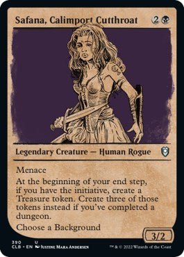 Safana, Calimport Cutthroat (Showcase) (Commander Legends: Battle for Baldur's Gate) Near Mint - Nick Nack's Full Frontal Attack