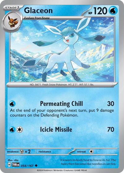 Glaceon (SV06: Twilight Masquerade) Near Mint Reverse Holofoil - Nick Nack's Full Frontal Attack