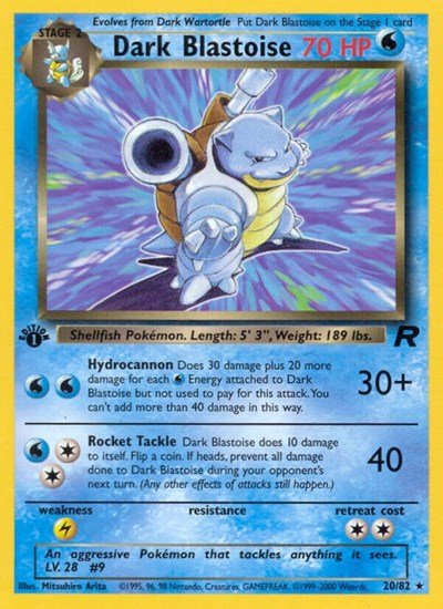 Dark Blastoise (20) (Team Rocket) Heavy Play Unlimited - Nick Nack's Full Frontal Attack
