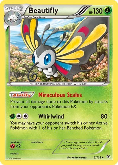 Beautifly (XY Roaring Skies) Near Mint Reverse Holofoil - Nick Nack's Full Frontal Attack