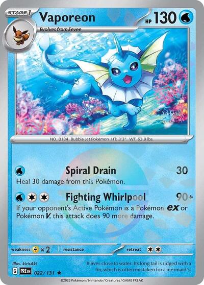 Vaporeon (Poke Ball Pattern) (SV: Prismatic Evolutions) Near Mint Holofoil - Nick Nack's Full Frontal Attack
