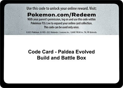 Code Card - Paldea Evolved Build and Battle Box (SV02: Paldea Evolved) Near Mint
