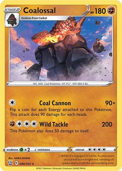 Coalossal (SWSH05: Battle Styles) Near Mint Holofoil - Nick Nack's Full Frontal Attack