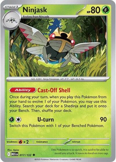 Ninjask - 017 (ME01: Mega Evolution) Near Mint Reverse Holofoil - Nick Nack's Full Frontal Attack
