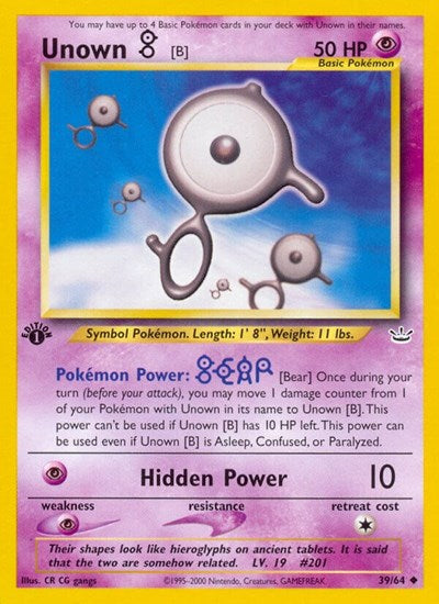 Unown (B) (Neo Revelation) Light Play 1st Edition
