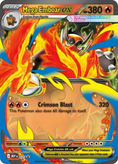 Mega Emboar ex - 035 (ME: Mega Evolution Promo) Near Mint Holofoil - Nick Nack's Full Frontal Attack