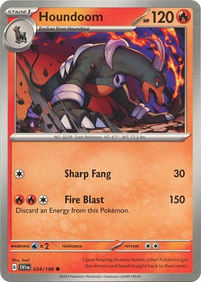 Houndoom - 034 (Scarlet and Violet: Base Set) Near Mint - Nick Nack's Full Frontal Attack