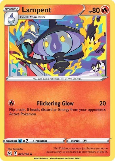Lampent (SWSH11: Lost Origin) Near Mint - Nick Nack's Full Frontal Attack