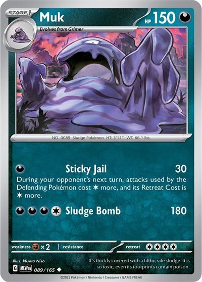 Muk (Scarlet and Violet: 151) Near Mint Reverse Holofoil - Nick Nack's Full Frontal Attack