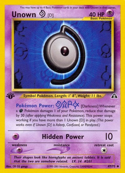 Unown (D) (Neo Discovery) Light Play 1st Edition