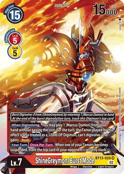 ShineGreymon: Burst Mode (Versus Royal Knights) Near Mint Foil