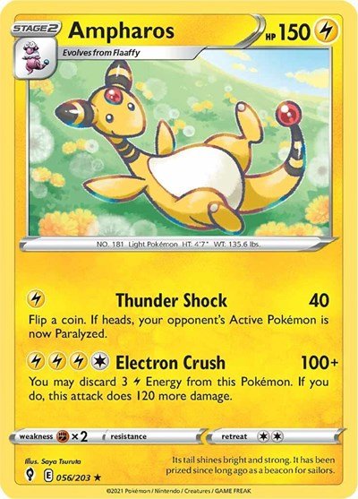 Ampharos (SWSH07: Evolving Skies) Near Mint Reverse Holofoil - Nick Nack's Full Frontal Attack