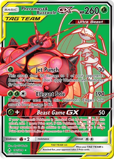 Pheromosa & Buzzwole GX (191) (Full Art) (SM - Unbroken Bonds) Near Mint Holofoil - Nick Nack's Full Frontal Attack