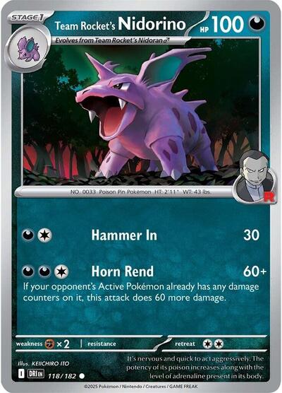 Team Rocket's Nidorino (SV10: Destined Rivals) Near Mint - Nick Nack's Full Frontal Attack