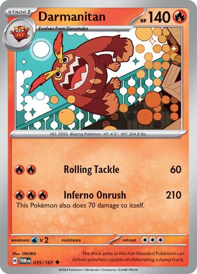 Darmanitan (SV06: Twilight Masquerade) Near Mint Reverse Holofoil - Nick Nack's Full Frontal Attack