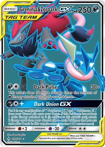 Greninja & Zoroark GX (200) (Full Art) (SM - Unbroken Bonds) Near Mint Holofoil - Nick Nack's Full Frontal Attack