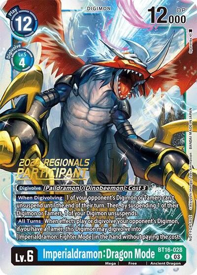 Imperialdramon: Dragon Mode (2024 Regionals Participant) (Beginning Observer) Near Mint Foil