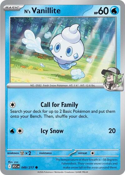 N's Vanillite (ME: Ascended Heroes) Near Mint - Nick Nack's Full Frontal Attack