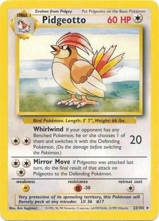 Pidgeotto (Base Set) Medium Play - Nick Nack's Full Frontal Attack