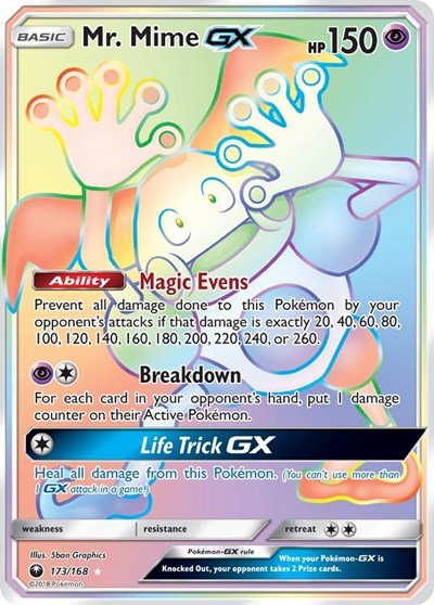 Mr. Mime GX (Secret) (SM - Celestial Storm) Near Mint Holofoil - Nick Nack's Full Frontal Attack