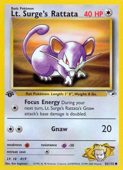 Lt. Surge's Rattata (Gym Heroes) Light Play Unlimited - Nick Nack's Full Frontal Attack