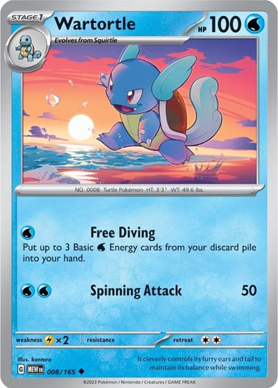 Wartortle - 008 (Scarlet and Violet: 151) Near Mint Reverse Holofoil