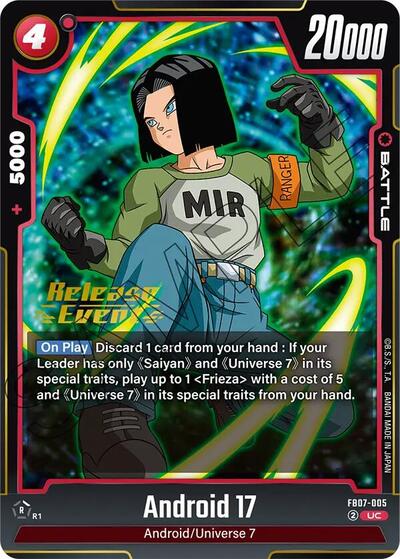 Android 17 FB07 - 005 (Wish For Shenron Release Event Cards) Near Mint - Nick Nack's Full Frontal Attack