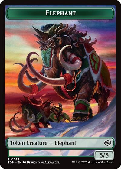 Elephant / Treasure Double-Sided Token (Tarkir: Dragonstorm) Near Mint - Nick Nack's Full Frontal Attack