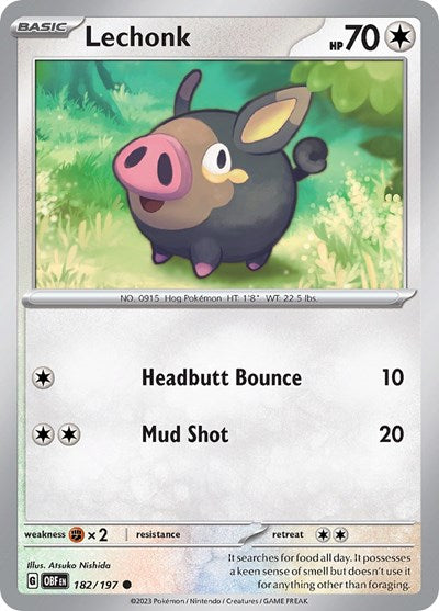 Lechonk - 182 (Scarlet and Violet: Obsidian Flames) Near Mint