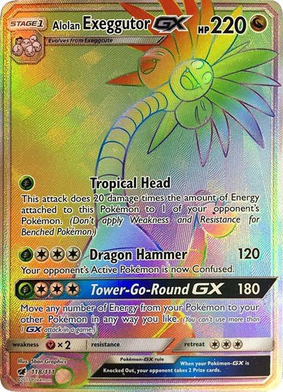 Alolan Exeggutor GX (Secret) (SM - Crimson Invasion) Near Mint Holofoil - Nick Nack's Full Frontal Attack