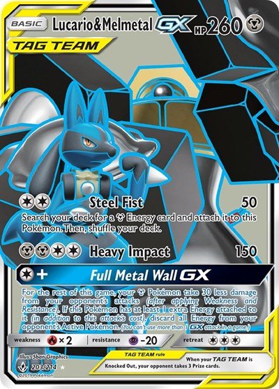 Lucario & Melmetal GX (Full Art) (SM - Unbroken Bonds) Near Mint Holofoil - Nick Nack's Full Frontal Attack