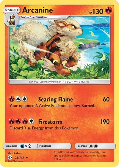 Arcanine (SM Base Set) Near Mint Reverse Holofoil - Nick Nack's Full Frontal Attack