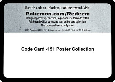 Code Card -151 Poster Collection (Scarlet and Violet: 151) Near Mint