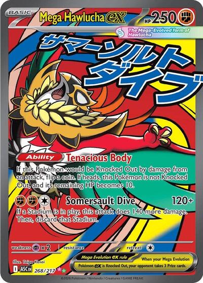 Mega Hawlucha ex - 268 (ME: Ascended Heroes) Near Mint Holofoil