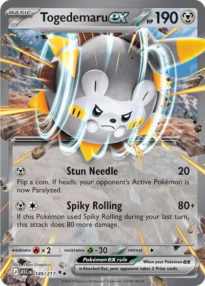 Togedemaru ex (ME: Ascended Heroes) Near Mint Holofoil - Nick Nack's Full Frontal Attack
