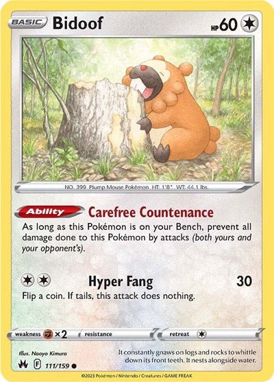 Bidoof (Crown Zenith) Near Mint Reverse Holofoil - Nick Nack's Full Frontal Attack
